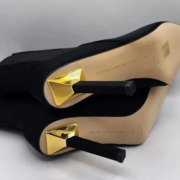 Good American High Kickstand Neoprene Bootie Stilettos Black 5 - Picture 9 of 10